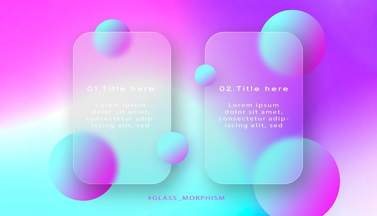 Gratis PSD glassmorfisme effekt med gradient farge bakgrunn