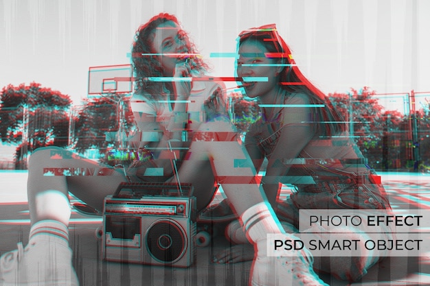 Gratis PSD glitch fotoeffekt design