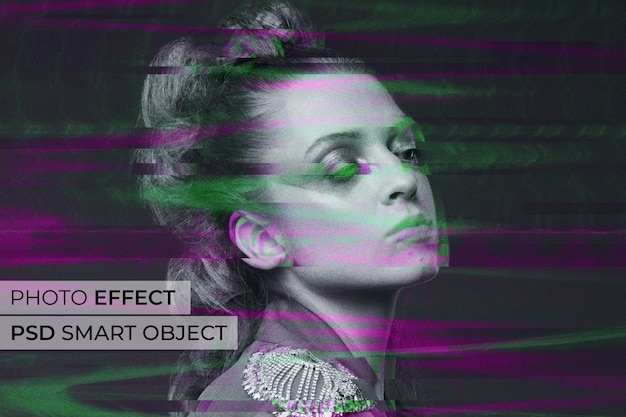 Gratis PSD glitch fotoeffekt design