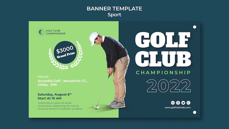Gratis PSD golfklubb sport banner mal