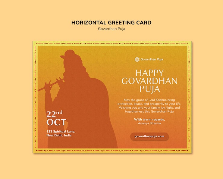 Gratis PSD govardhan puja lykønskningskort