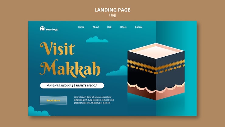 Gratis PSD gradient hajj sæson landingsside skabelon