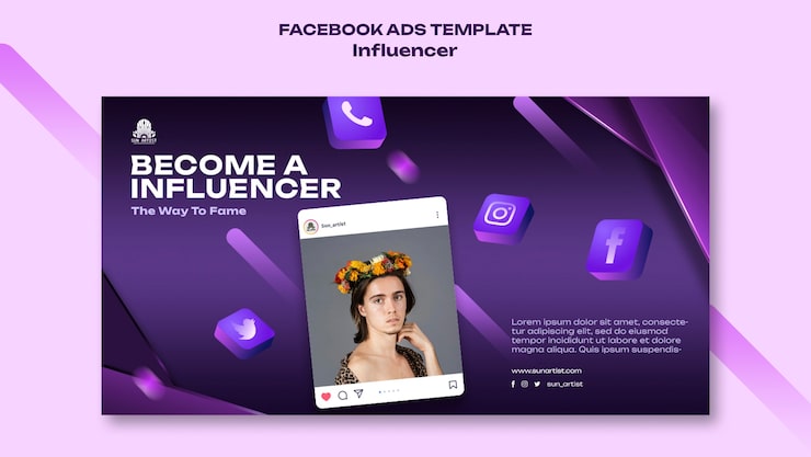 Gratis PSD gradient influencer job facebook skabelon