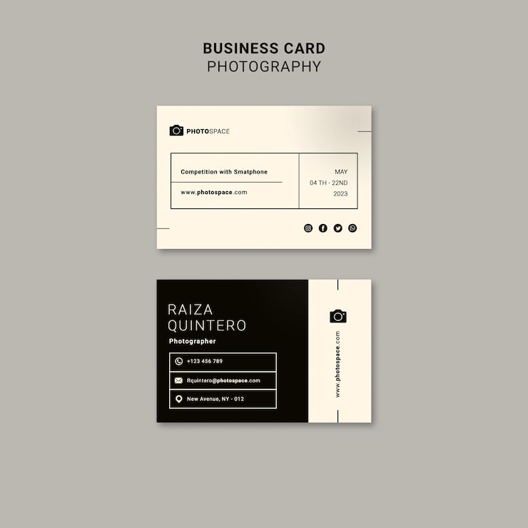 Gratis PSD gradient photography concept business card