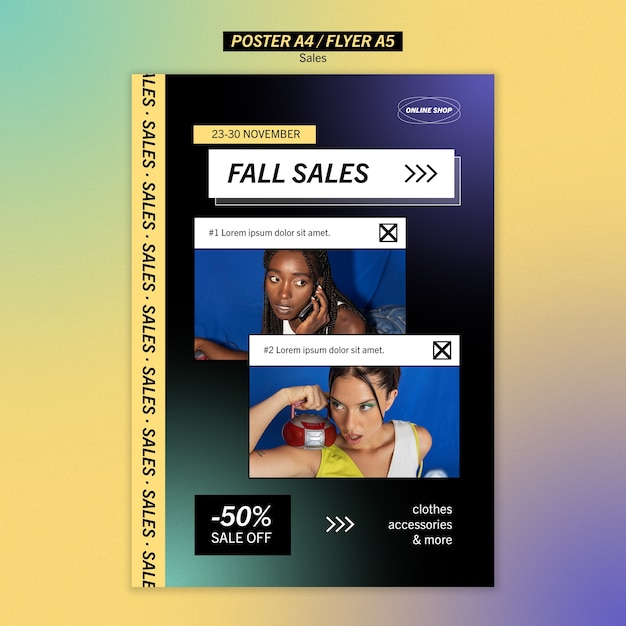 Gratis PSD gradient salgs plakat template