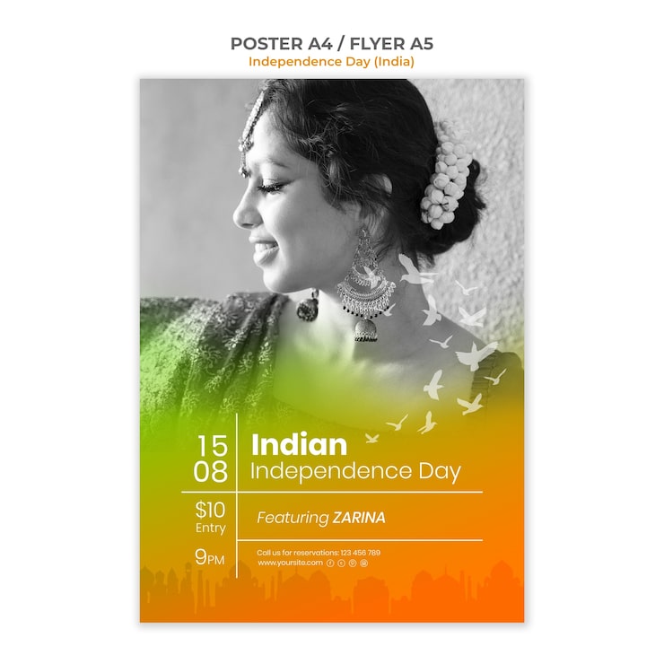 Gratis PSD gradient skabelon til indiens uafhængighedsdag