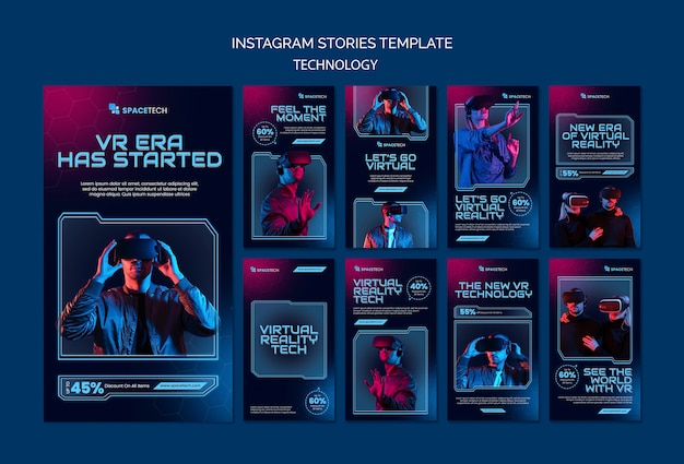 Gratis PSD gradient teknologi instagram-inläggsmall
