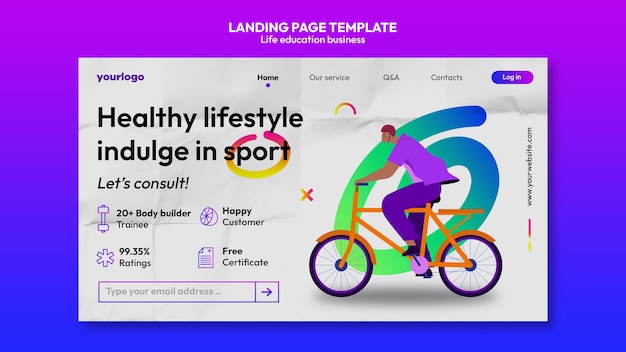 Gratis PSD gradient uddannelse virksomhed landingsside