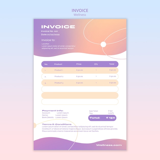Gratis PSD gradient wellness fakturamal