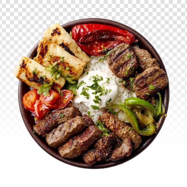 Gratis PSD grillad köttfat med ris och grönsaker