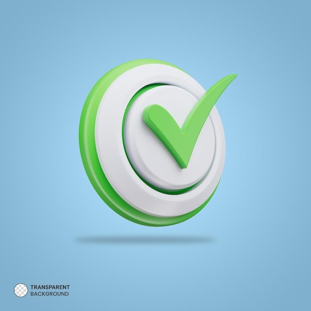 Gratis PSD grön bockmarkering symbol ikon 3d-rendera illustration