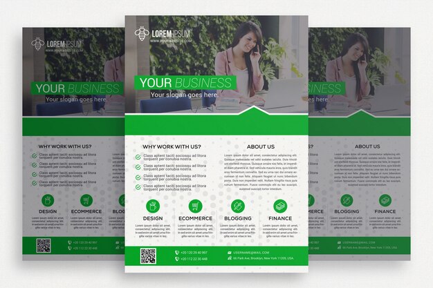 Gratis PSD grøn og hvid virksomhedsbrochure