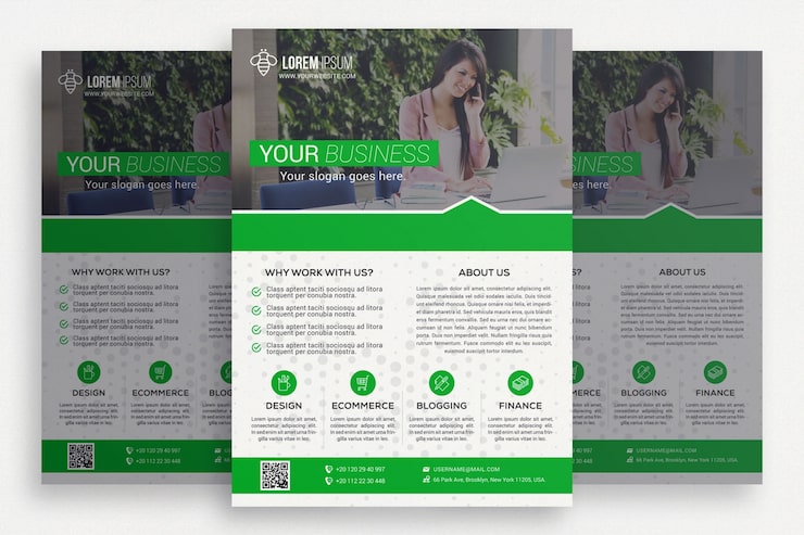 Gratis PSD grøn og hvid virksomhedsbrochure