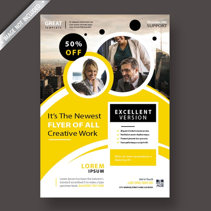 Gratis PSD gul virksomheds flyer skabelon