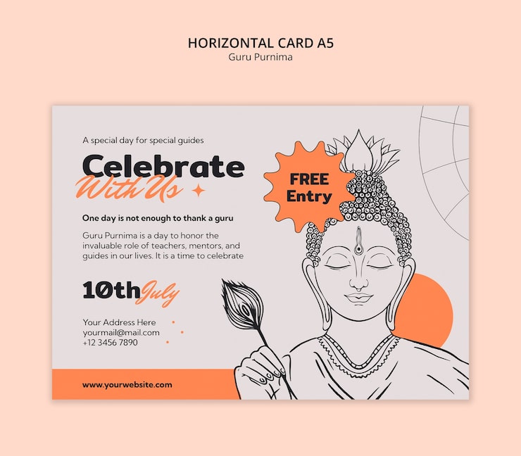 Gratis PSD guru purnima-firande inbjudan