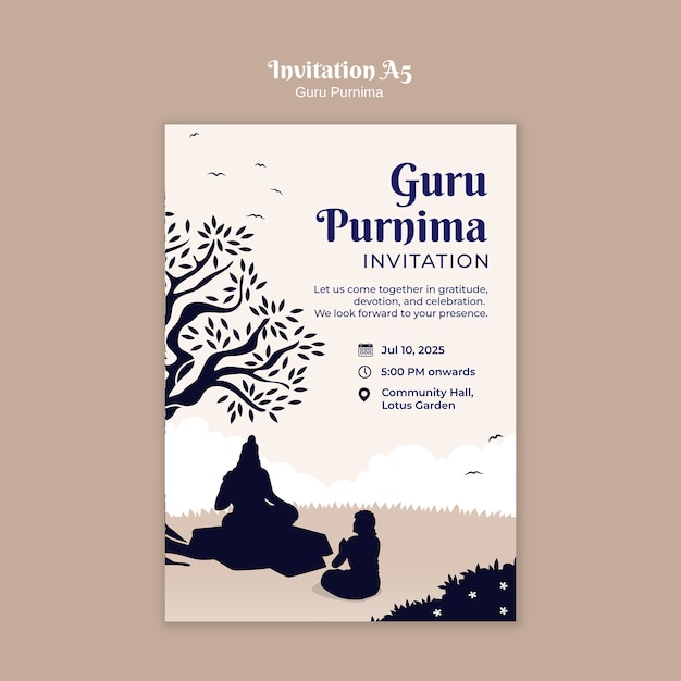 Gratis PSD guru purnima inbjudan