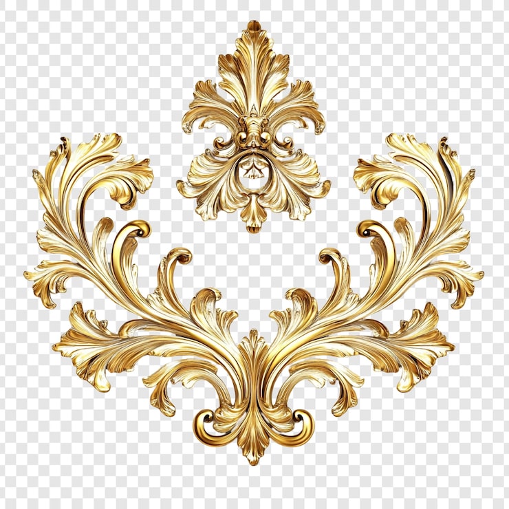 Gratis PSD gyldent barokk ornament, elegant rokokko designelement