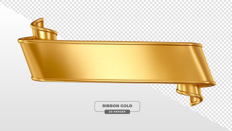 Gratis PSD gyllene banderoll i 3d-rendering