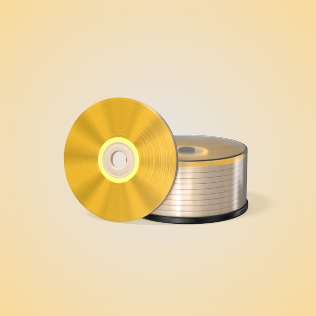 Gratis PSD gyllene cd- och dvd-stack