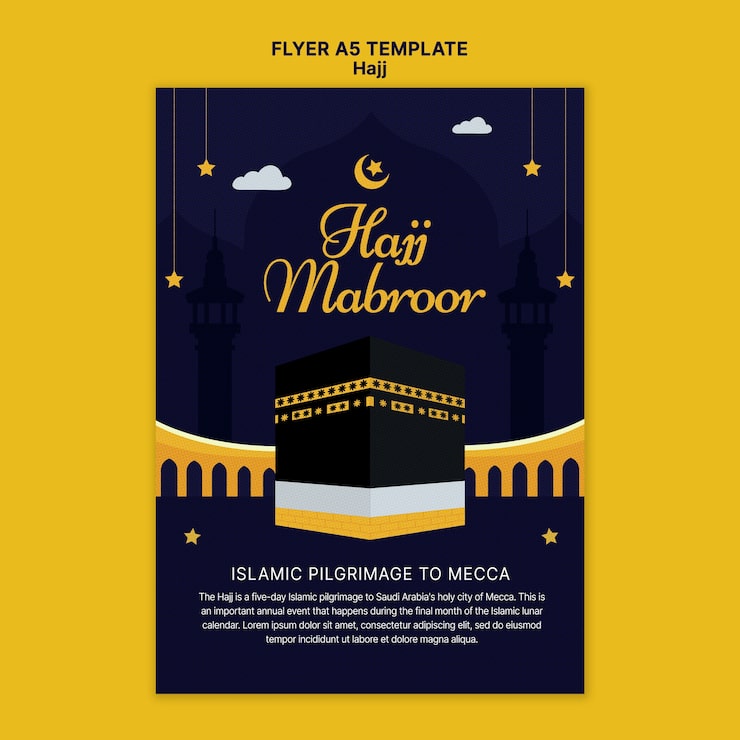 Gratis PSD hajj lodret flyer skabelon med mekka