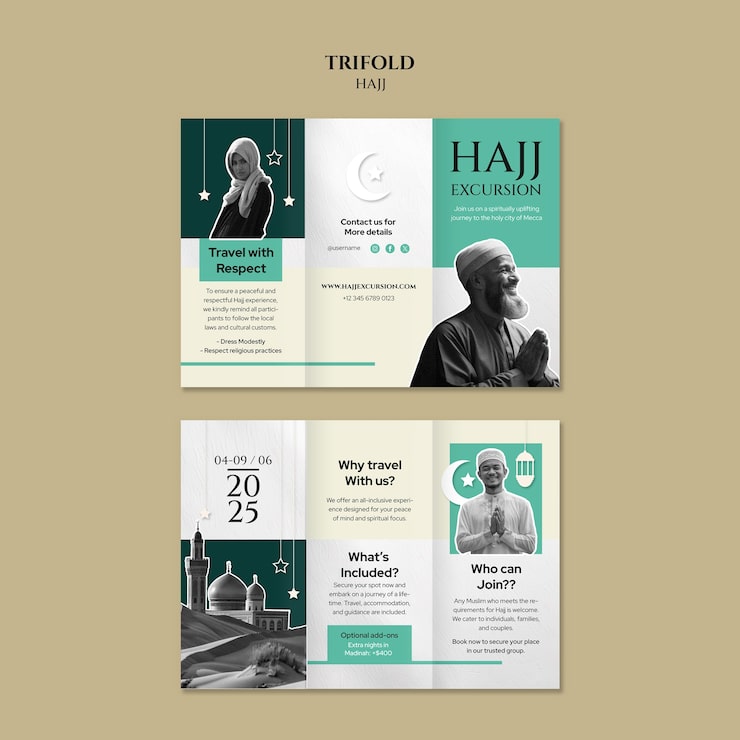 Gratis PSD hajj trifold brosjyremaldesign