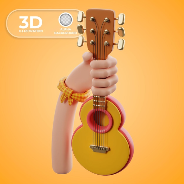 Gratis PSD hand som håller en festa junina-gitarr