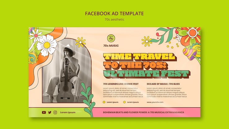 Gratis PSD handritad 70-tals estetik facebook-mall