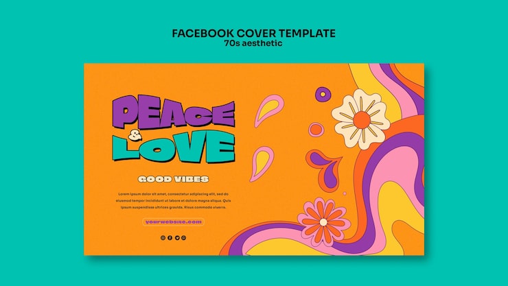 Gratis PSD handritad facebook-omslag med 70-talsestetik
