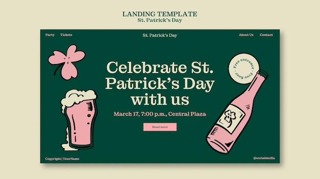 Gratis PSD håndtegnede st. patrick's day landingsside