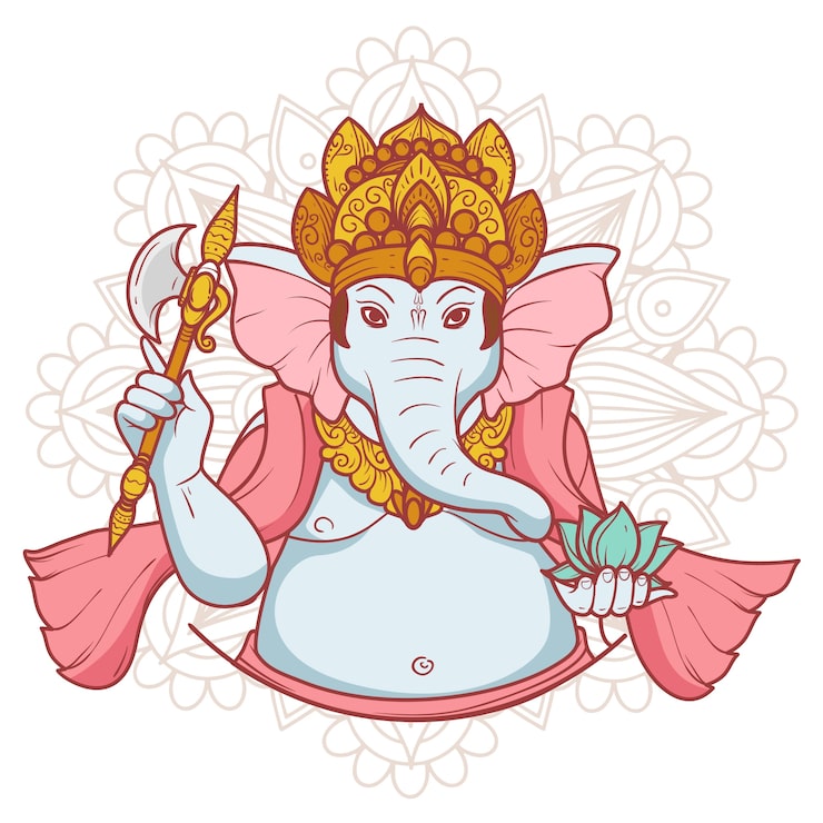 Gratis PSD håndtegnet ganesh-illustrasjon