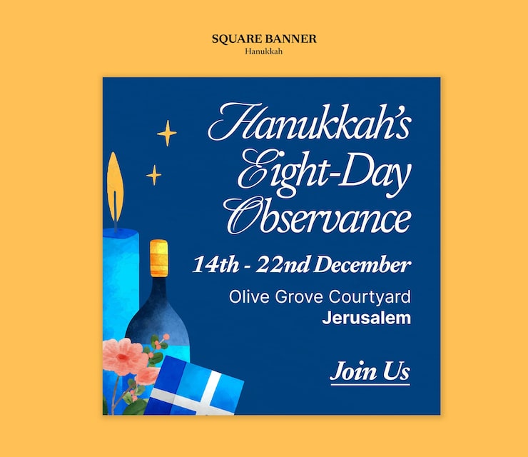 Gratis PSD hanukkahs otte-dages fejringsbanner skabelon