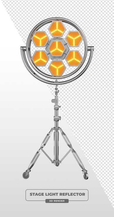 Gratis PSD heksagonal led honeycomb-lys med dobbelt ringramme på stativ 3d-gengivelse