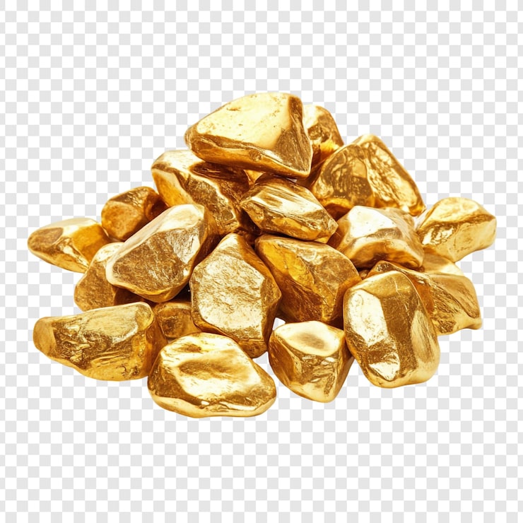 Gratis PSD hög av guldklump stenar ädelmetall rikedomen lyx förmögenhet överflöd glänsande gult glitter