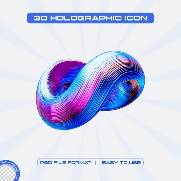Gratis PSD holografisk glas torus 3d render illustration