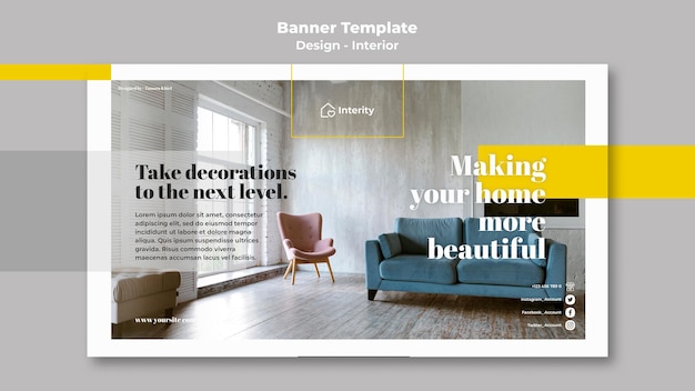 Gratis PSD horisontal banner for interiørdesign