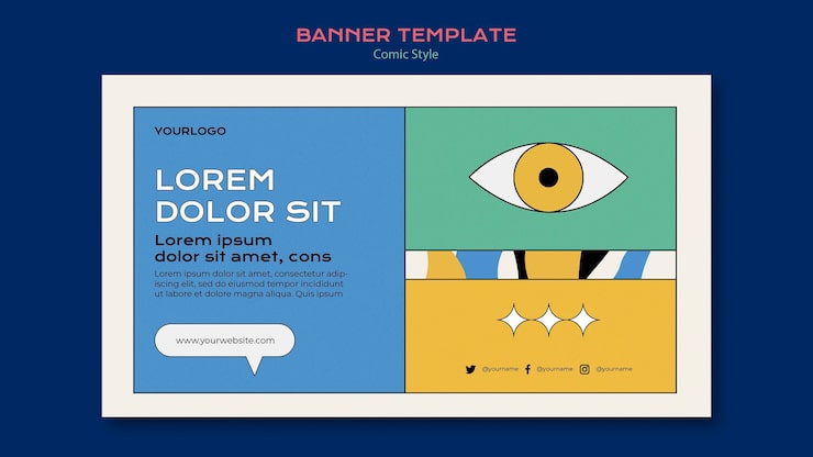 Gratis PSD horisontal banner i tegneseriestil