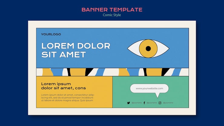 Gratis PSD horisontal banner i tegneseriestil