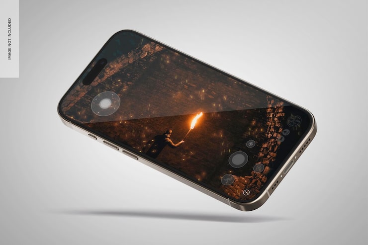 Gratis PSD horisontell iphone 15 pro max mockup