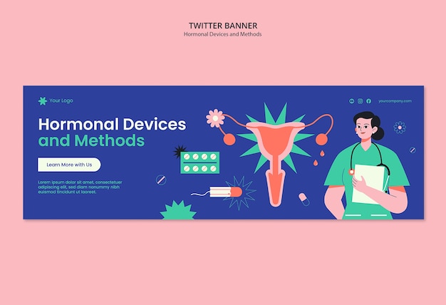 Gratis PSD hormonelle enheter og metoder twitter banner mal design