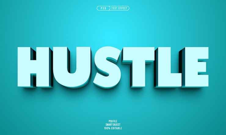 Gratis PSD hustle 3d redigerbar teksteffekt