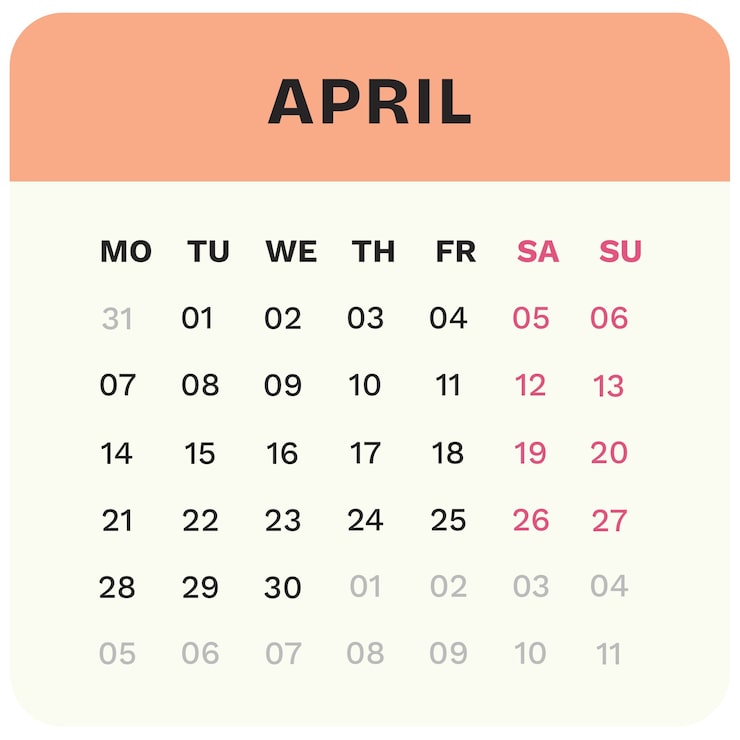 Gratis PSD illustrasjon av månedskalender for 2025