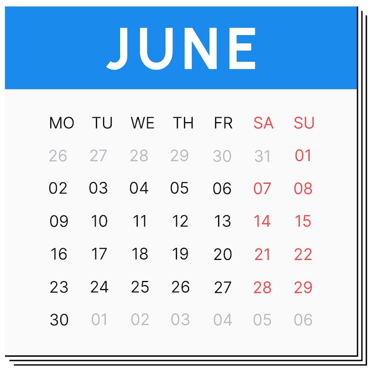 Gratis PSD illustrasjon av månedskalender for 2025
