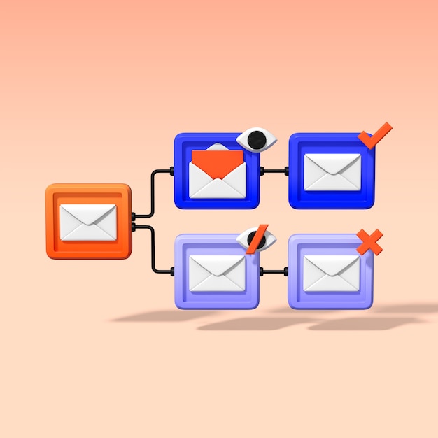 Gratis PSD illustration af e-mail-workflow