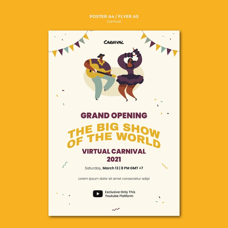 Gratis PSD illustreret karneval plakat skabelon