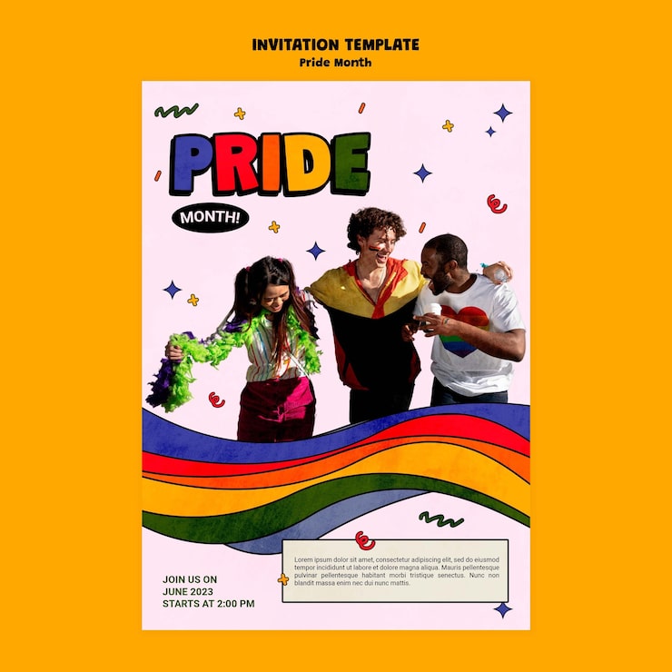 Gratis PSD inbjudningsmall för firande av pride-månaden