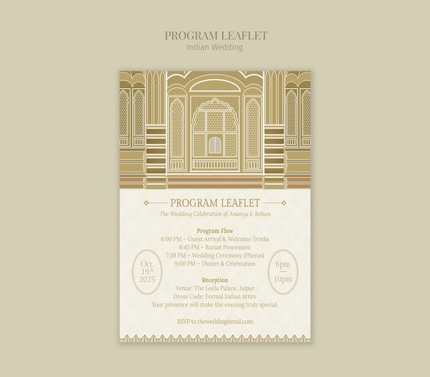 Gratis PSD indisk bryllupsprogram brosjyre
