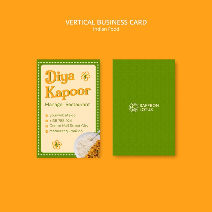 Gratis PSD indisk mat restaurant visittkort mal