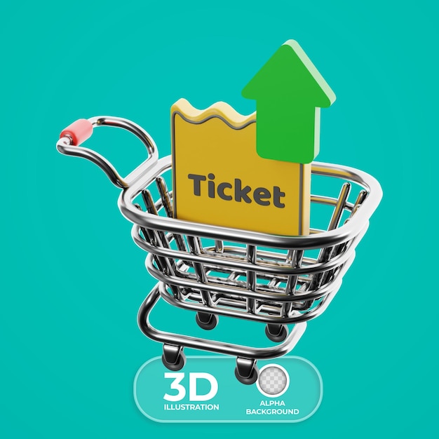 Gratis PSD indkøbsvogn med kvittering 3d illustration