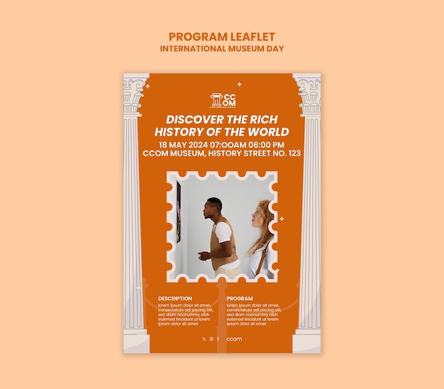 Gratis PSD international museums dag folder skabelon