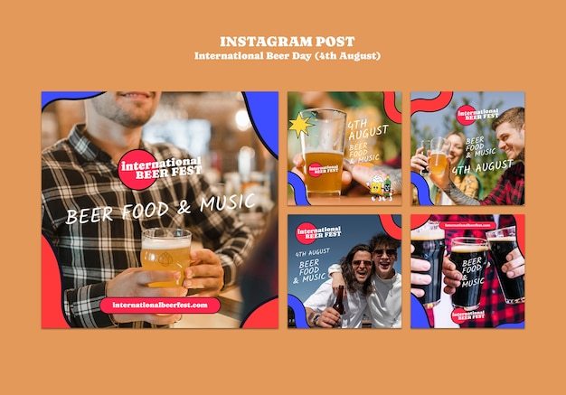Gratis PSD international øldag instagram-opslag